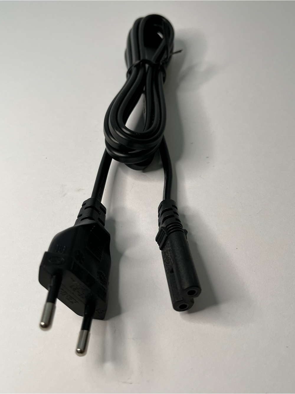 Black Euro Two-Prong Power Cord with Figure-8 Connector
